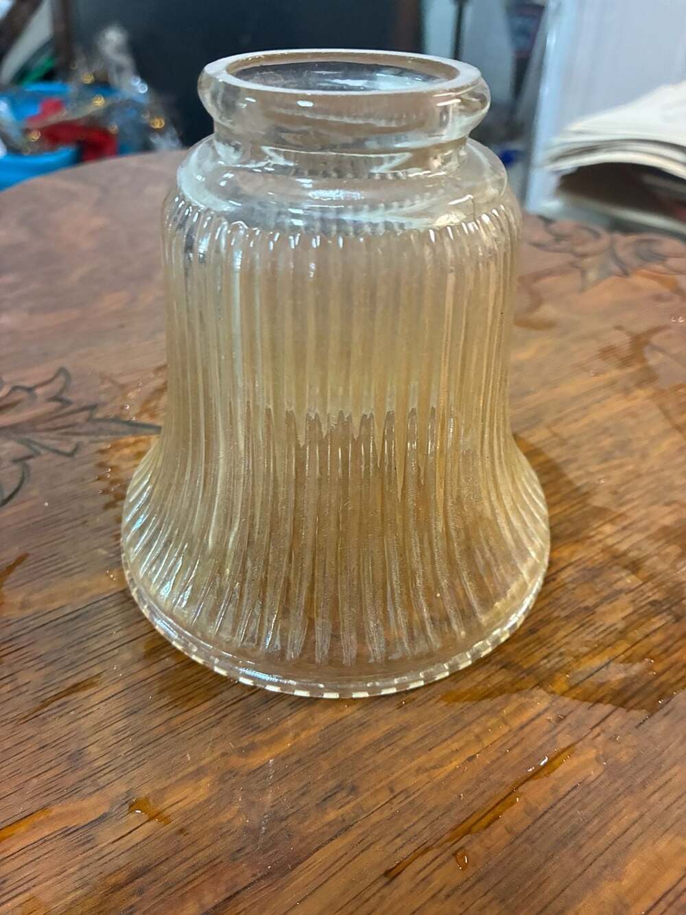Vintage Clear Ribbed Glass Light Shade, Bell-shaped Ceiling Fan or Vanity Fixtur